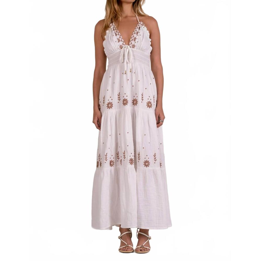 NEW ELAN women's calypso summer maxi dress in white